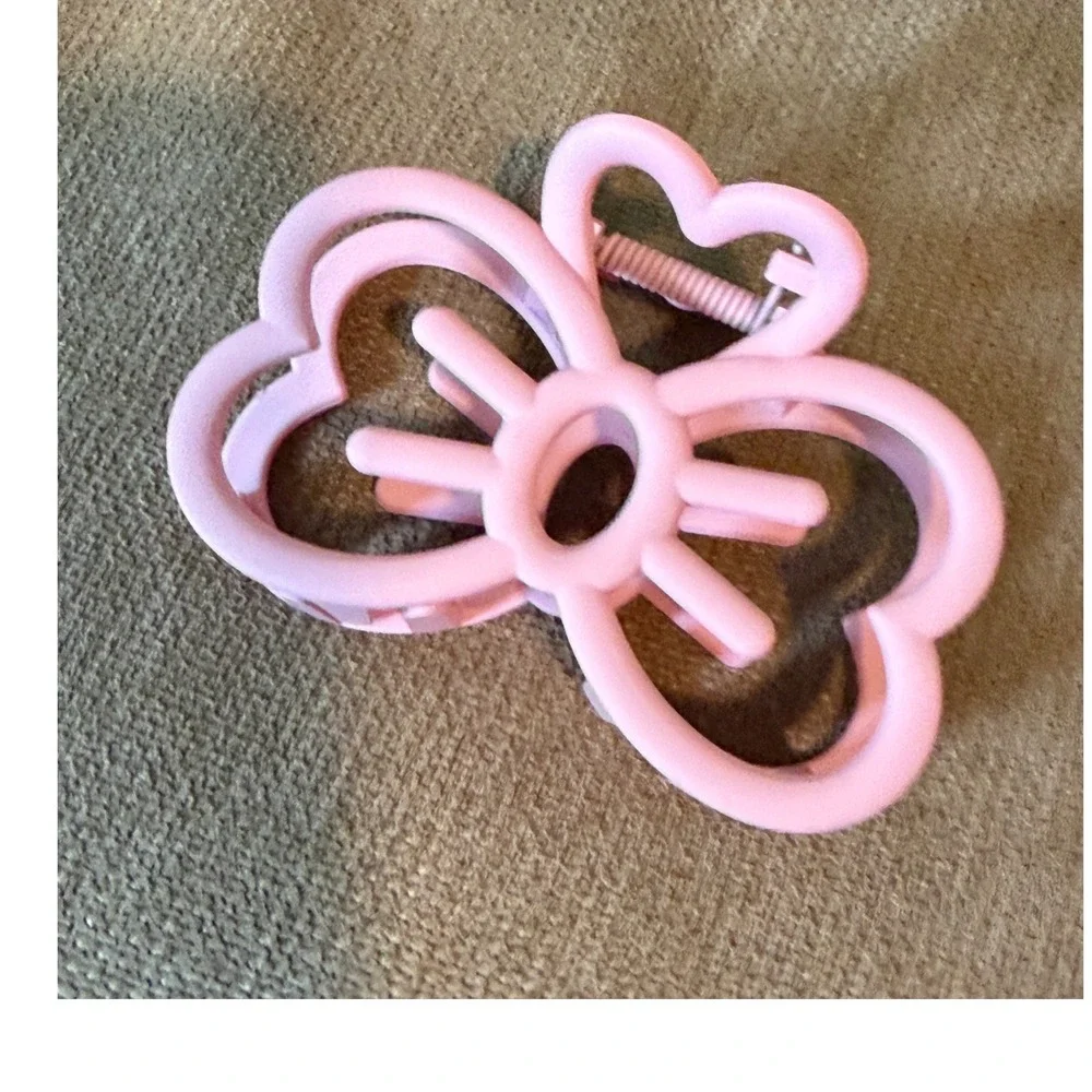 Matte Pink Butterfly Heart Hair Claw Clip Large Butterfly Jaw Clip Accessory